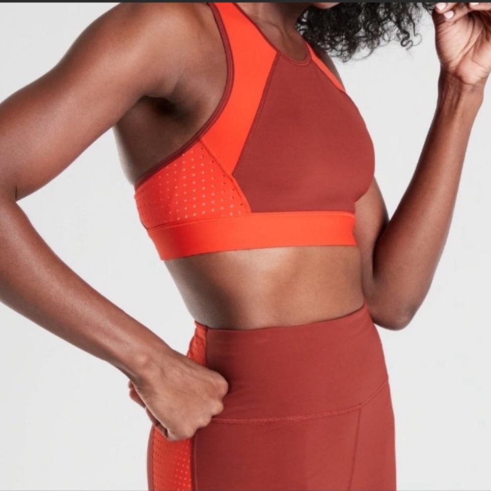 Athleta Orange and Red Rise Up Sports Bra Size Extra Small